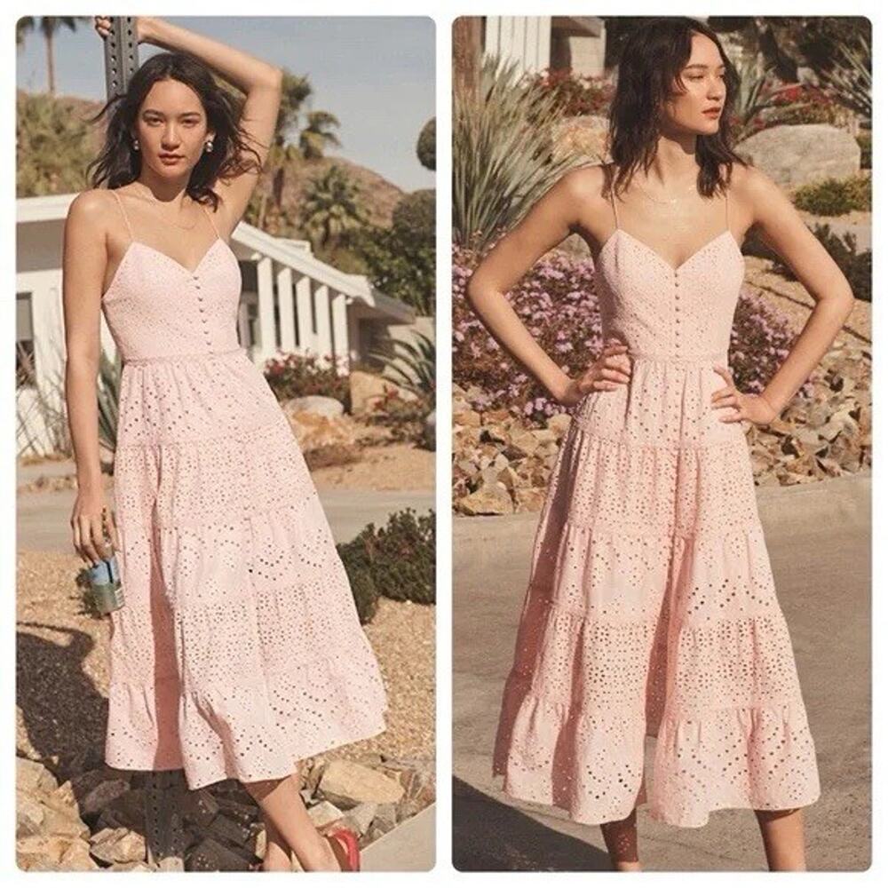 ALICE + OLIVIA Shanti Button-Front Tiered Maxi Dress New NWOT Size 0 XS Pink